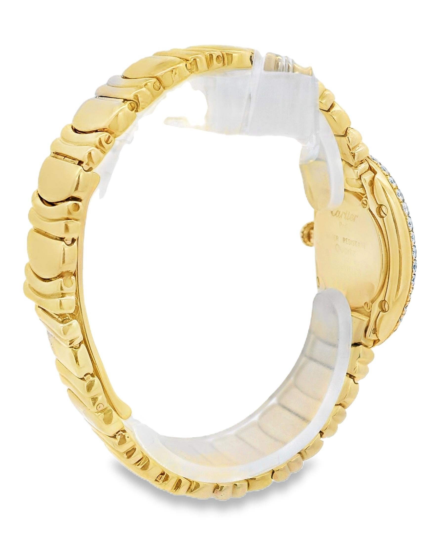 Cartier Baignoire W1506056 18K Yellow Gold Diamond Ladies Watch