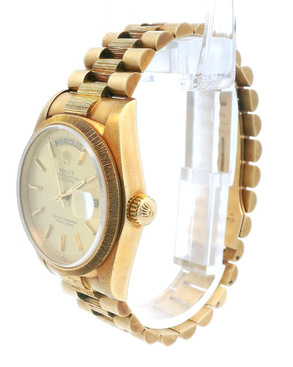 Rolex President 18078 Spanish Day-Date Yellow Gold Bark Finish Watch