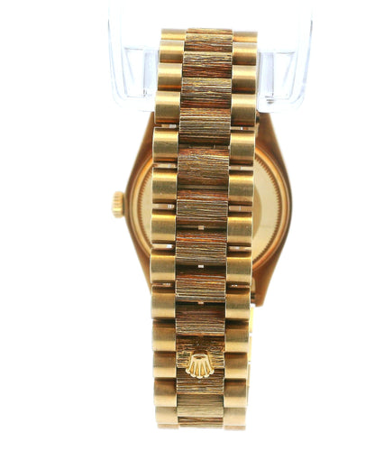 Rolex President 18078 Spanish Day-Date Yellow Gold Bark Finish Watch