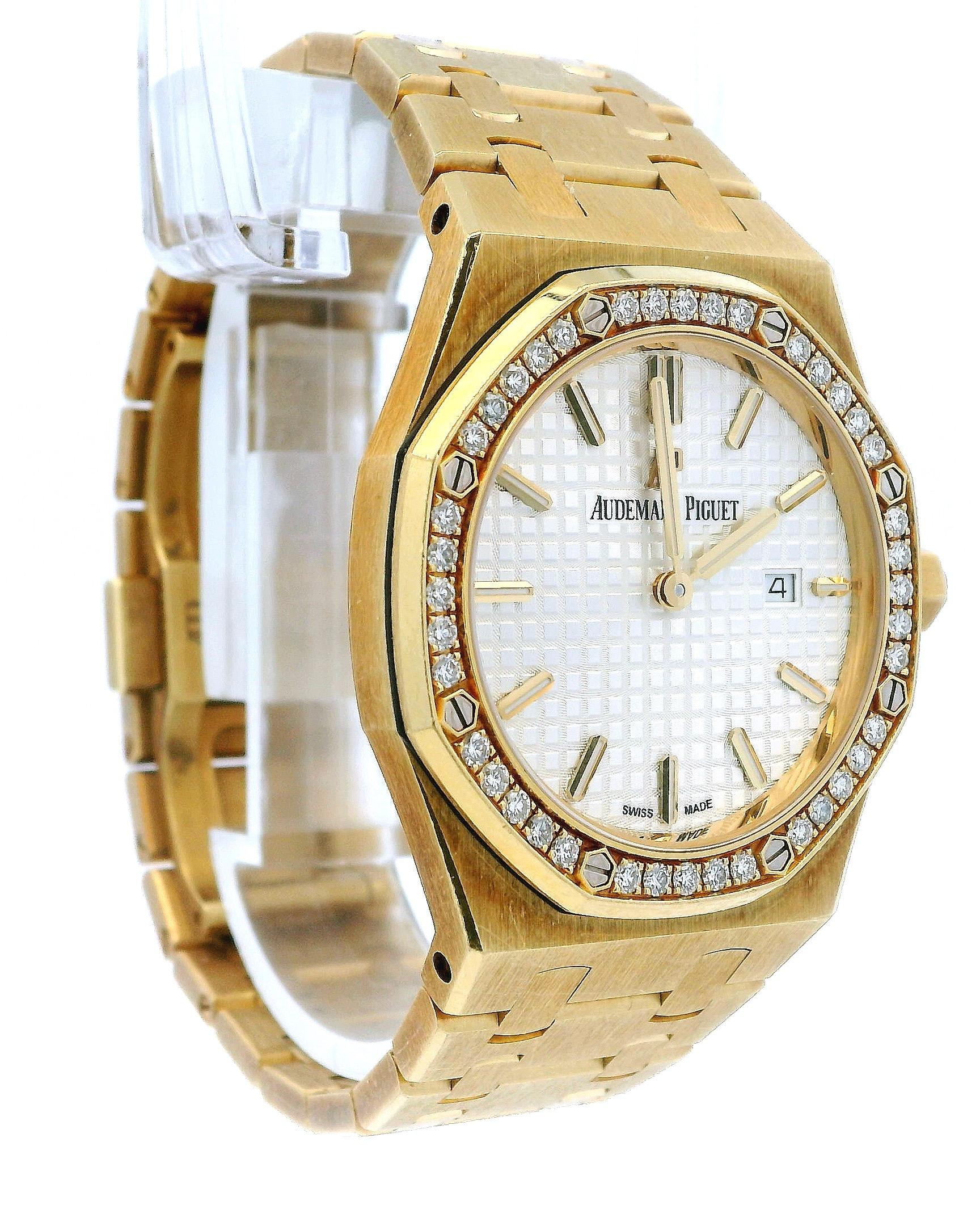 Audemars piguet Royal Oak 67651BA 18k Yellow Gold Diamond Bezel Warranty Card