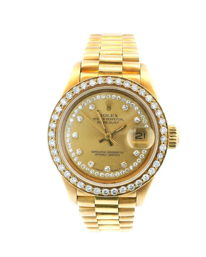 Rolex Presidential 69088 Champagne String Diamond Dial & Custom Diamond Bezel