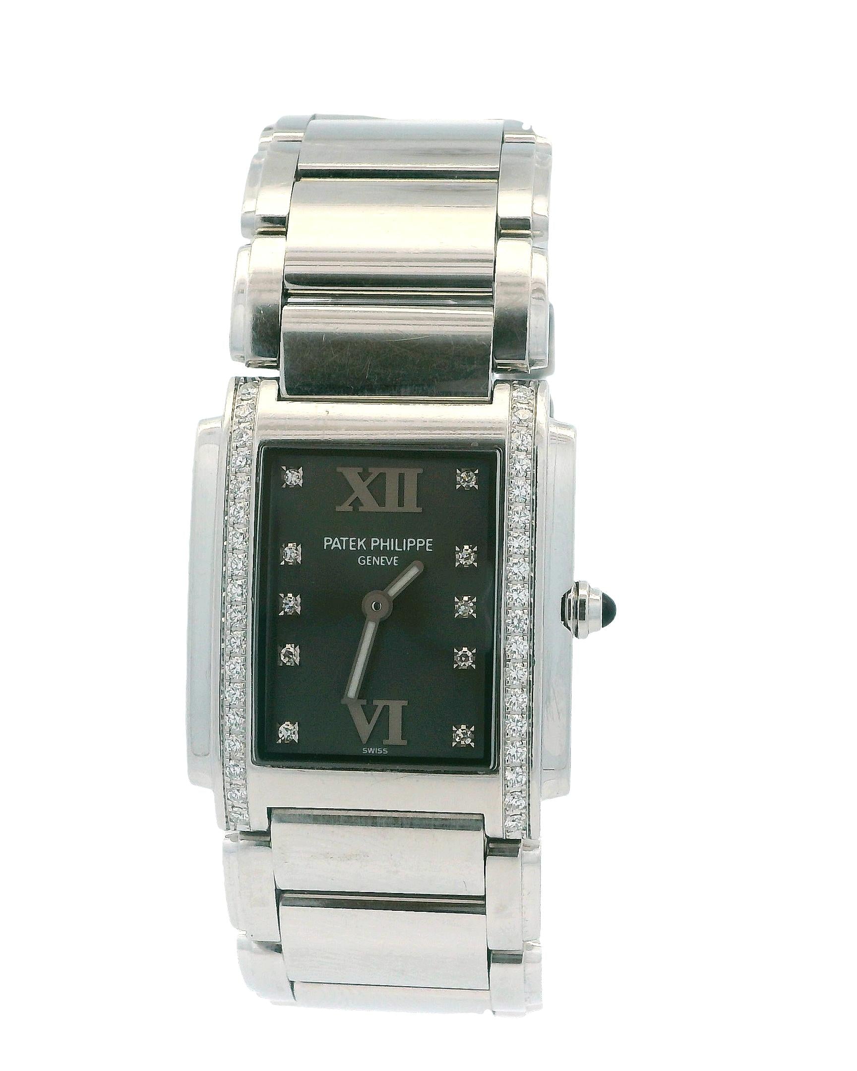 Patek Philippe 4910 Twenty-4 Grey Dial Diamond Steel Ladies Watch
