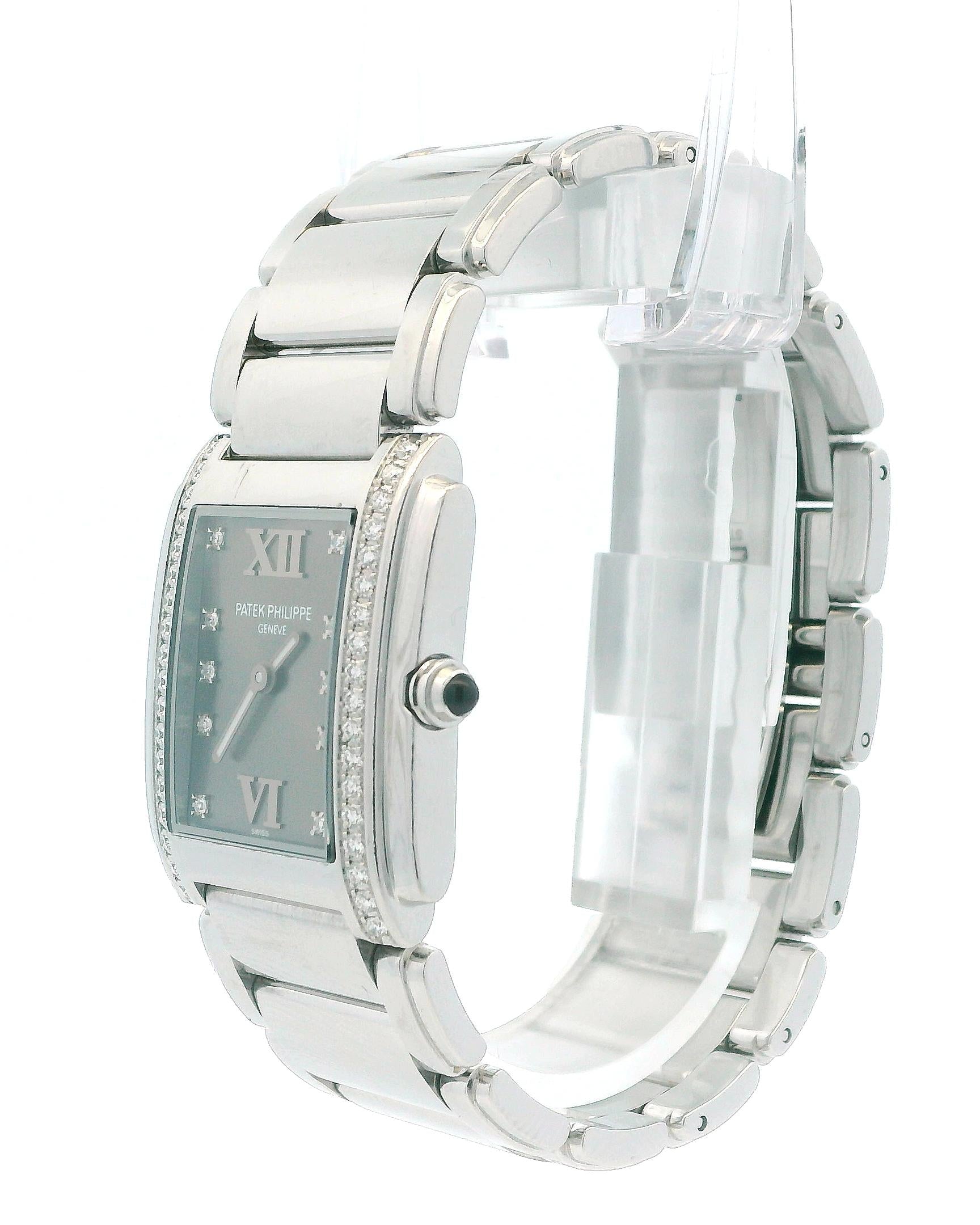 Patek Philippe 4910 Twenty-4 Grey Dial Diamond Steel Ladies Watch