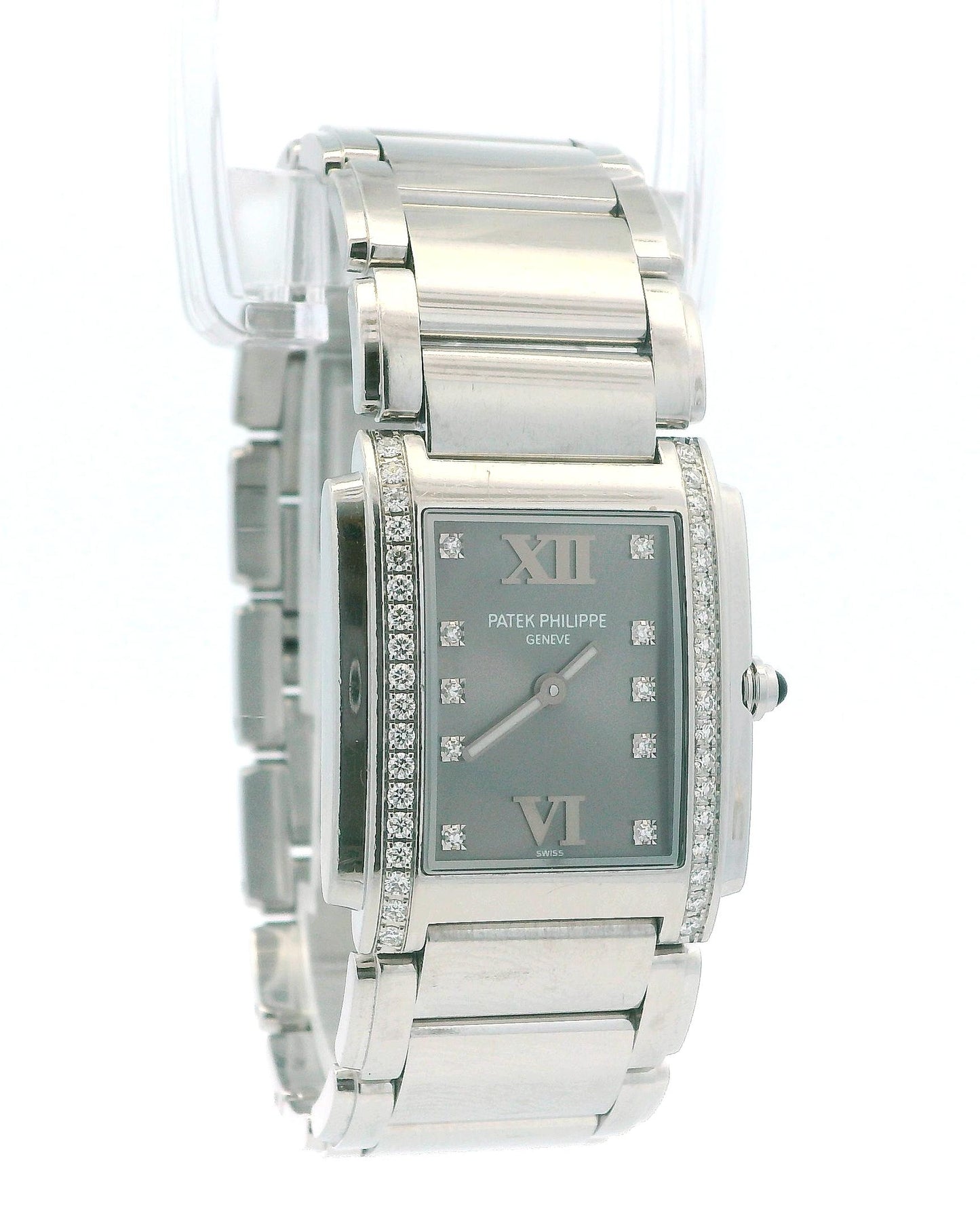 Patek Philippe 4910 Twenty-4 Grey Dial Diamond Steel Ladies Watch