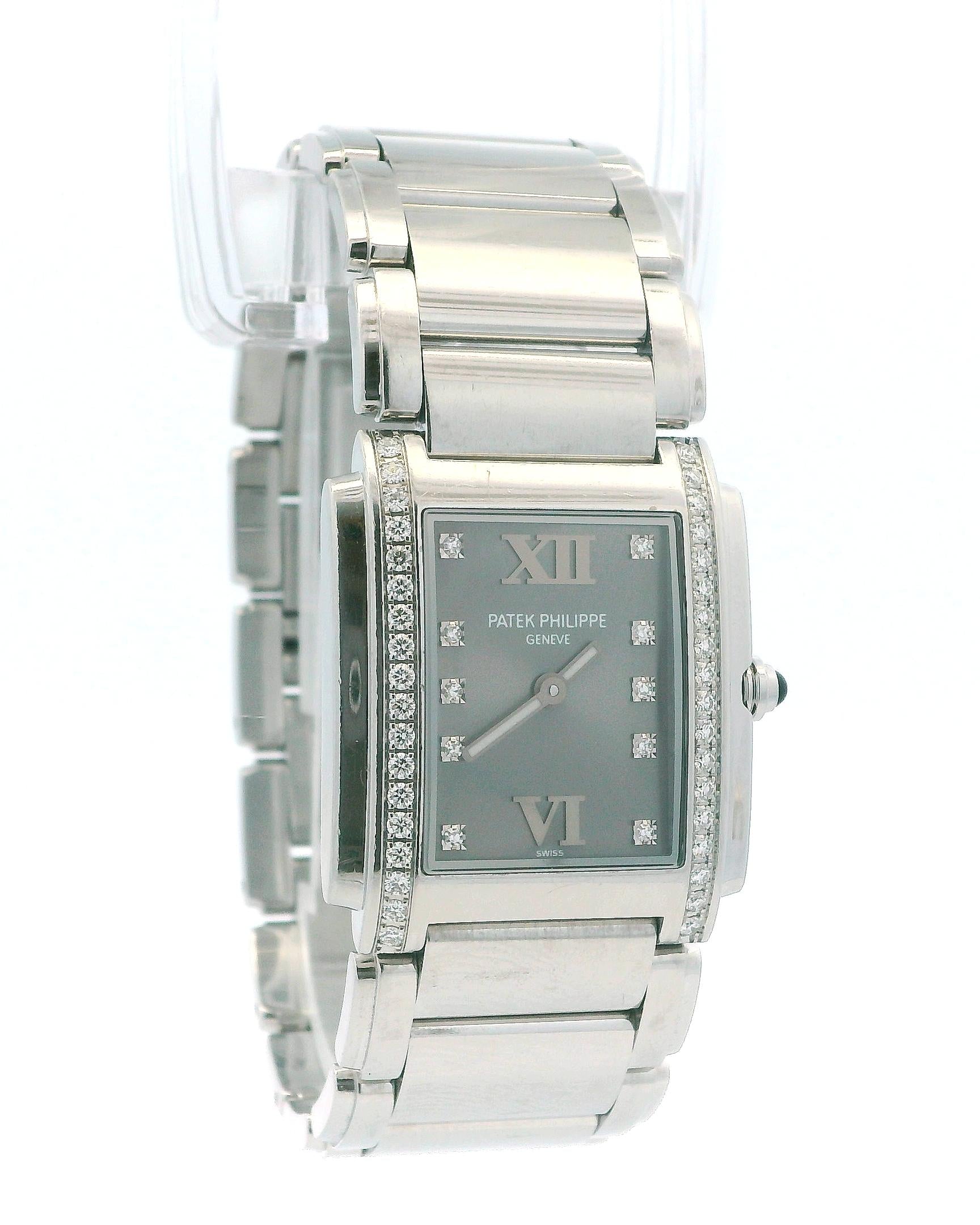 Patek Philippe 4910 Twenty-4 Grey Dial Diamond Steel Ladies Watch