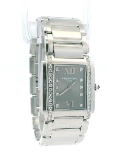 Patek Philippe 4910 Twenty-4 Grey Dial Diamond Steel Ladies Watch