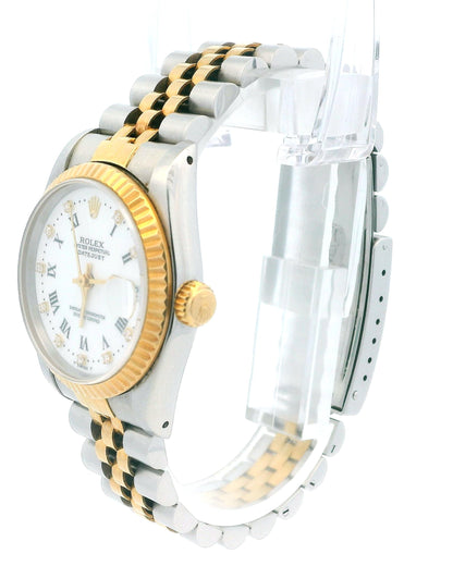 Rolex Datejust 68273 Midsize Steel Yellow Gold Roman & Diamond Dial Watch