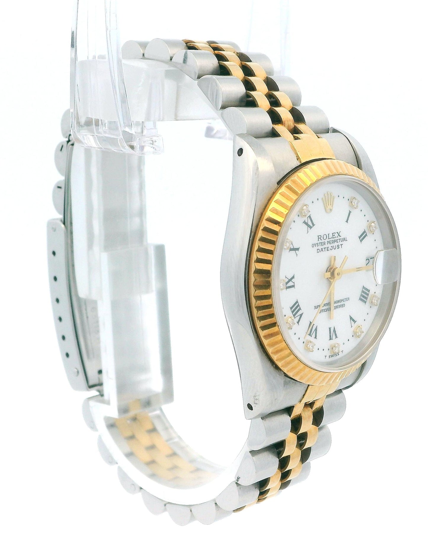 Rolex Datejust 68273 Midsize Steel Yellow Gold Roman & Diamond Dial Watch