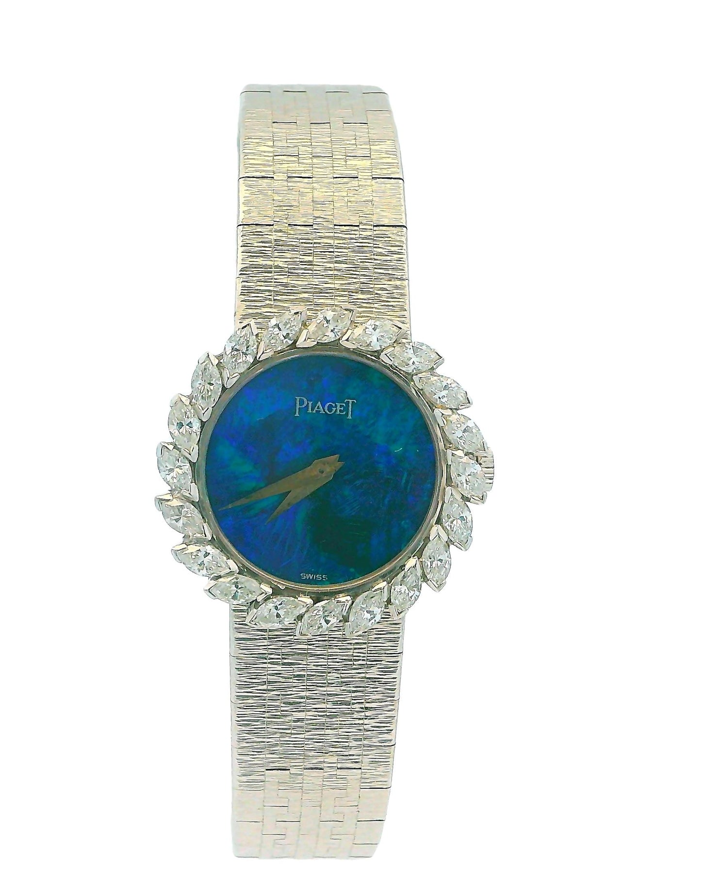 Piaget 4172A6 18K White Gold Opal Dial Diamond Bezel Ladies Watch