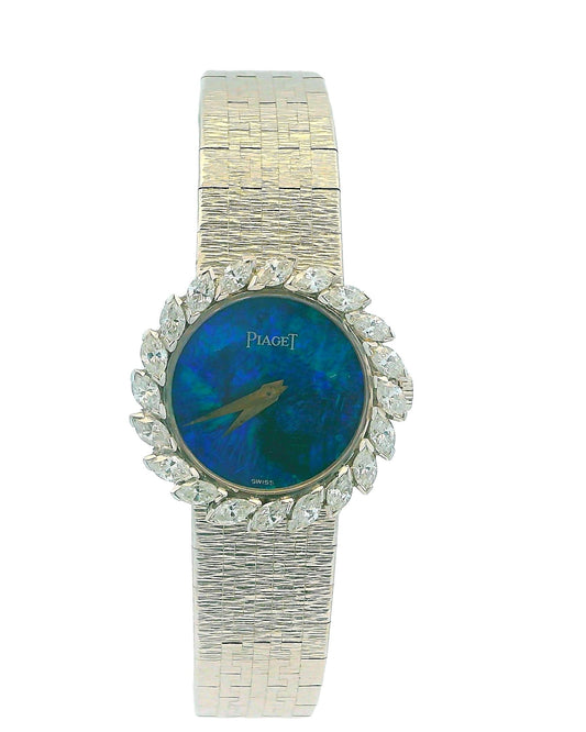 Piaget 4172A6 18K White Gold Opal Dial Diamond Bezel Ladies Watch