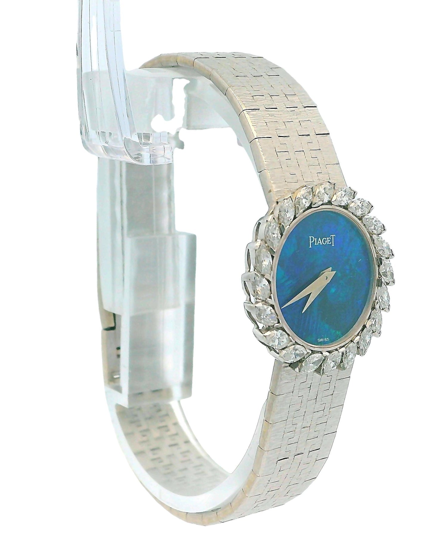 Piaget 4172A6 18K White Gold Opal Dial Diamond Bezel Ladies Watch