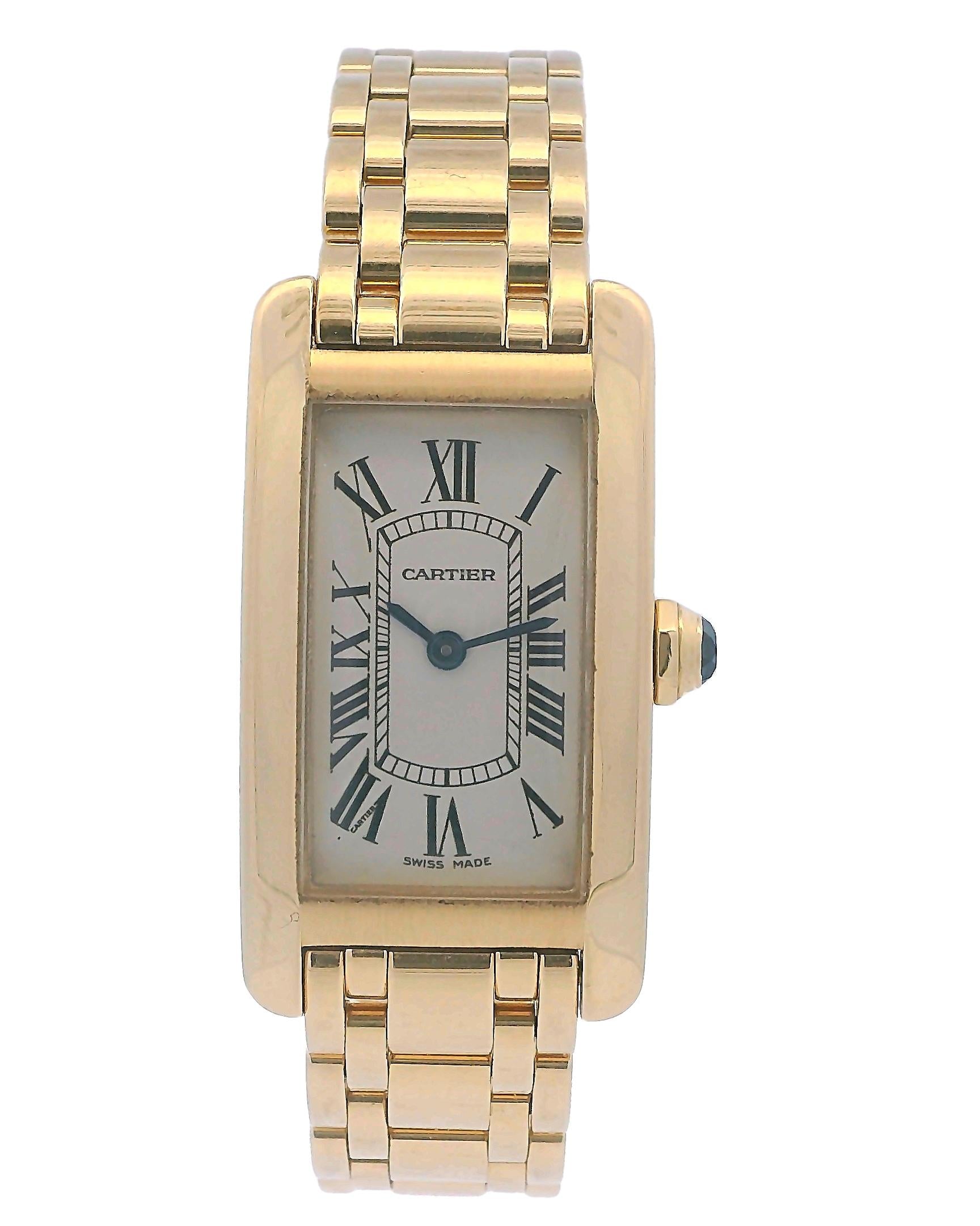 Cartier Tank Americaine W26015K2 18K Yellow Gold Ladies Watch