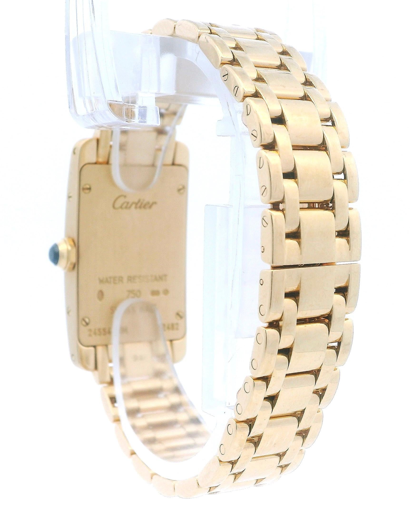 Cartier Tank Americaine W26015K2 18K Yellow Gold Ladies Watch