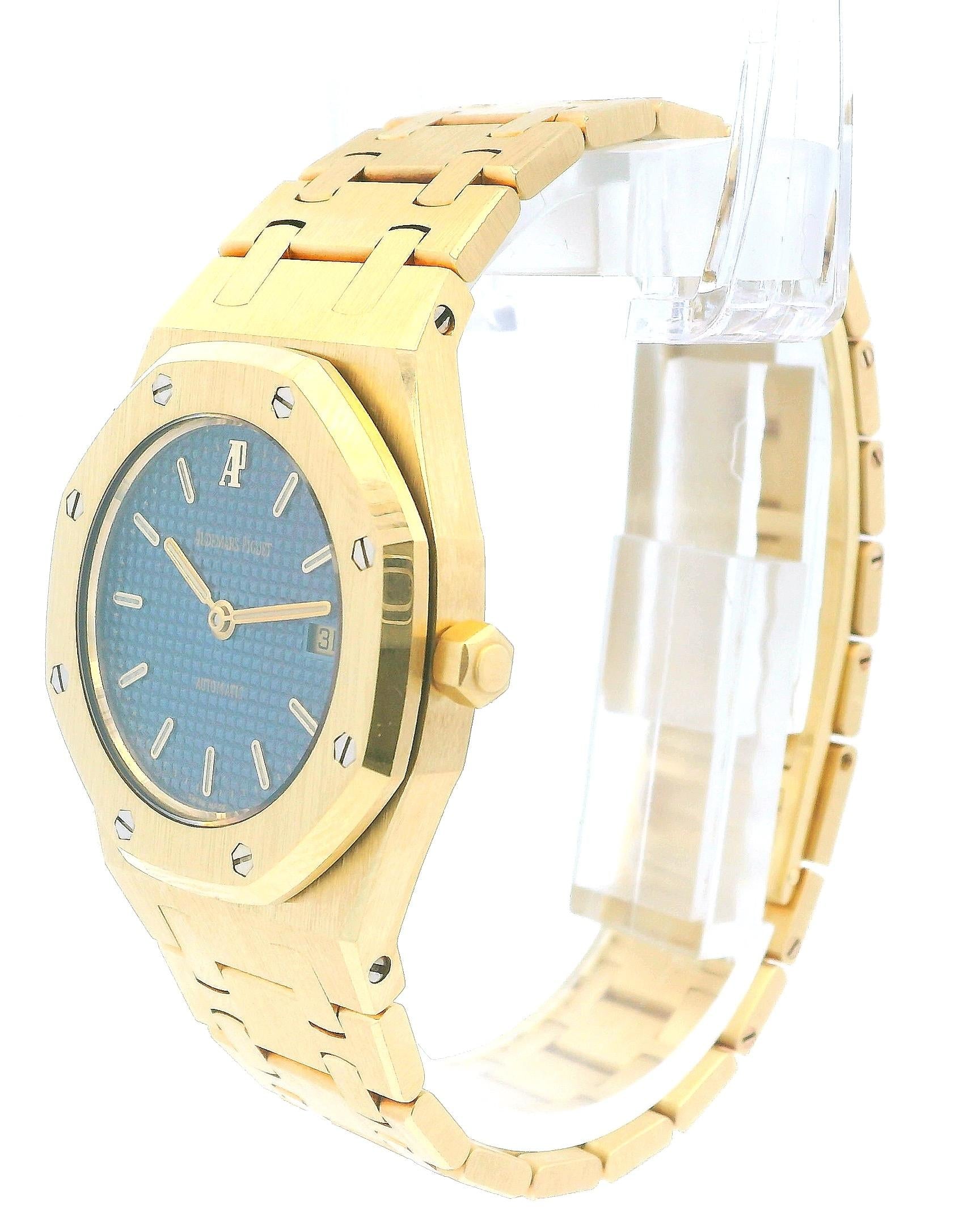 Audemars Piguet Royal Oak 14470BA 18K Yellow Gold Blue Dial Ladies Watch