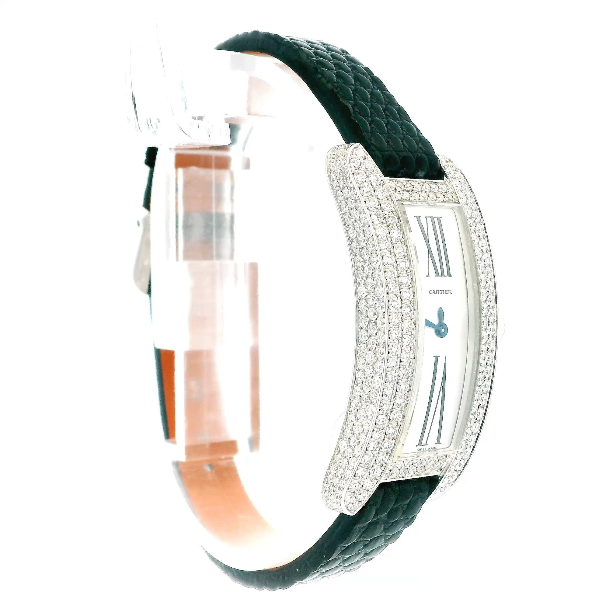 Cartier Tank-S 18K WJ300950 18K White Gold S Pave Case & Buckle W/Card-2016
