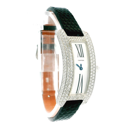 Cartier Tank-S 18K WJ300950 18K White Gold S Pave Case & Buckle W/Card-2016