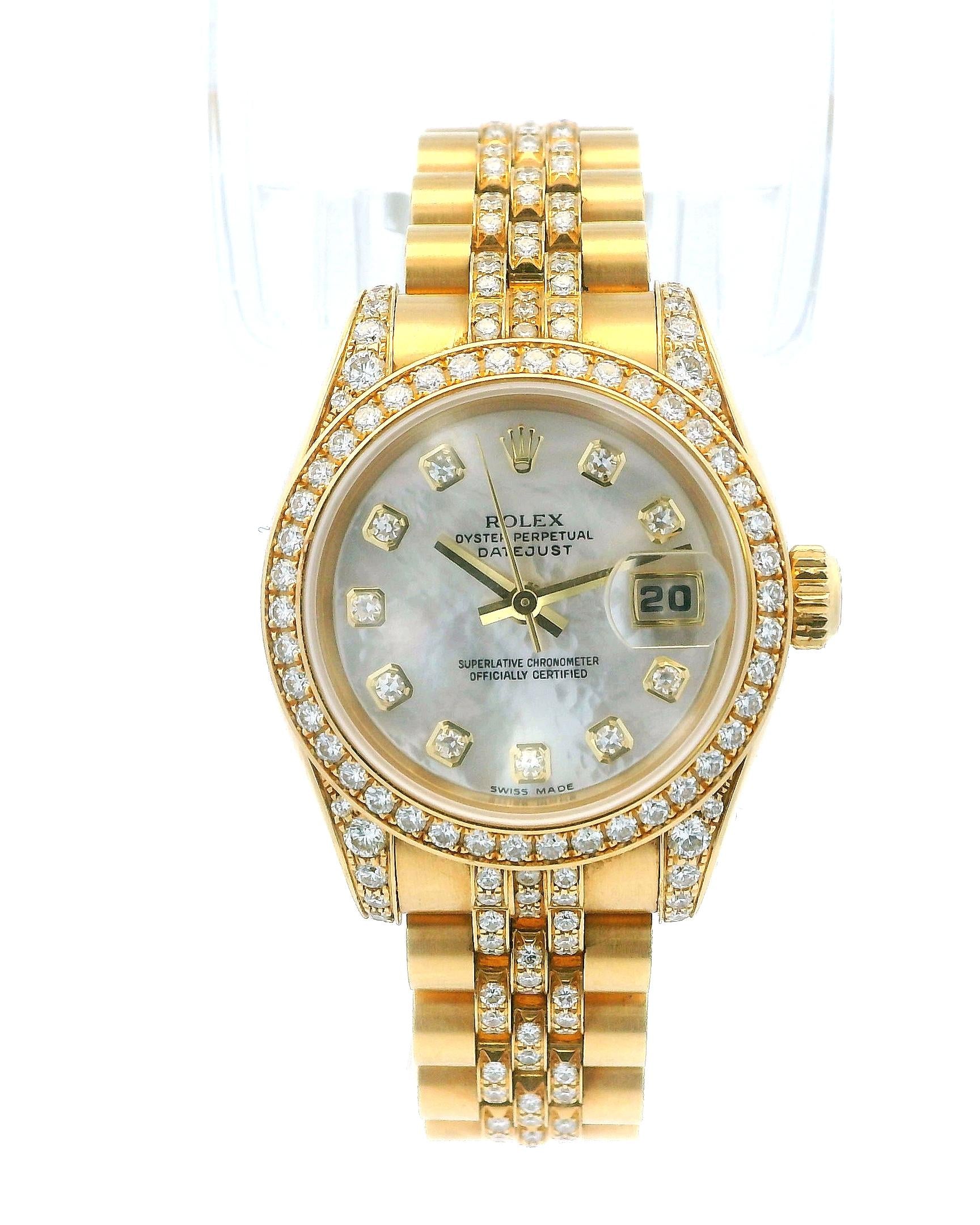 Rolex Datejust 179158 18K Yellow Gold MOP Diamond Box & Papers