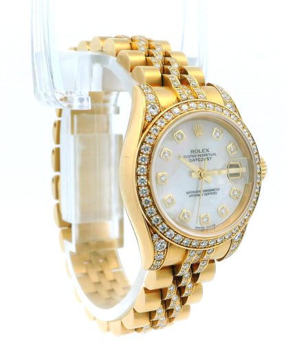 Rolex Datejust 179158 18K Yellow Gold MOP Diamond Box & Papers
