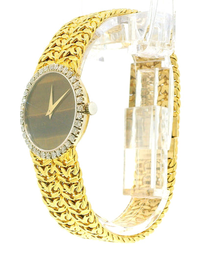 Piaget 9706N21 Tiger-Eye Dial Diamond Bezel Woven Bracelet Ladies Watch