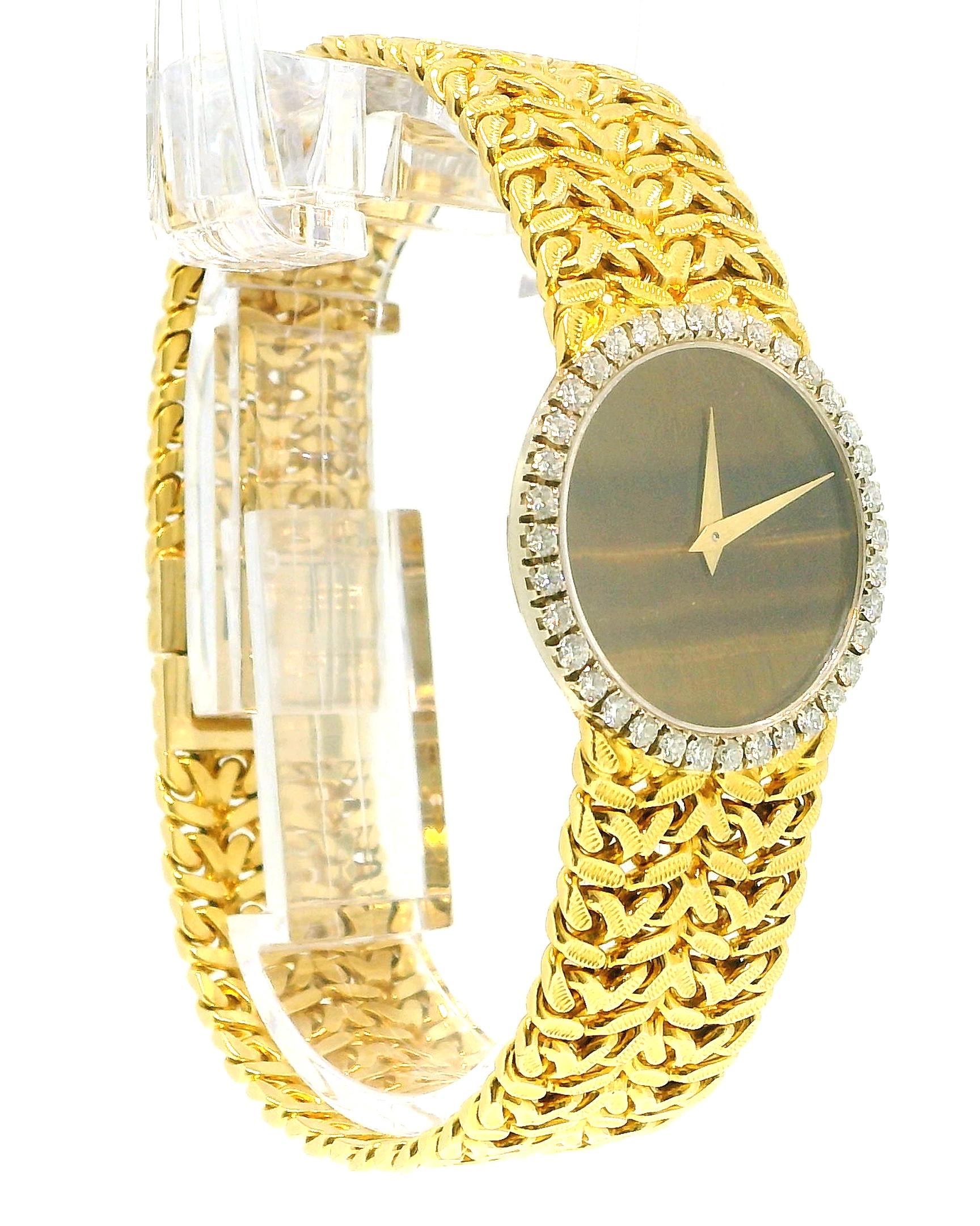 Piaget 9706N21 Tiger-Eye Dial Diamond Bezel Woven Bracelet Ladies Watch