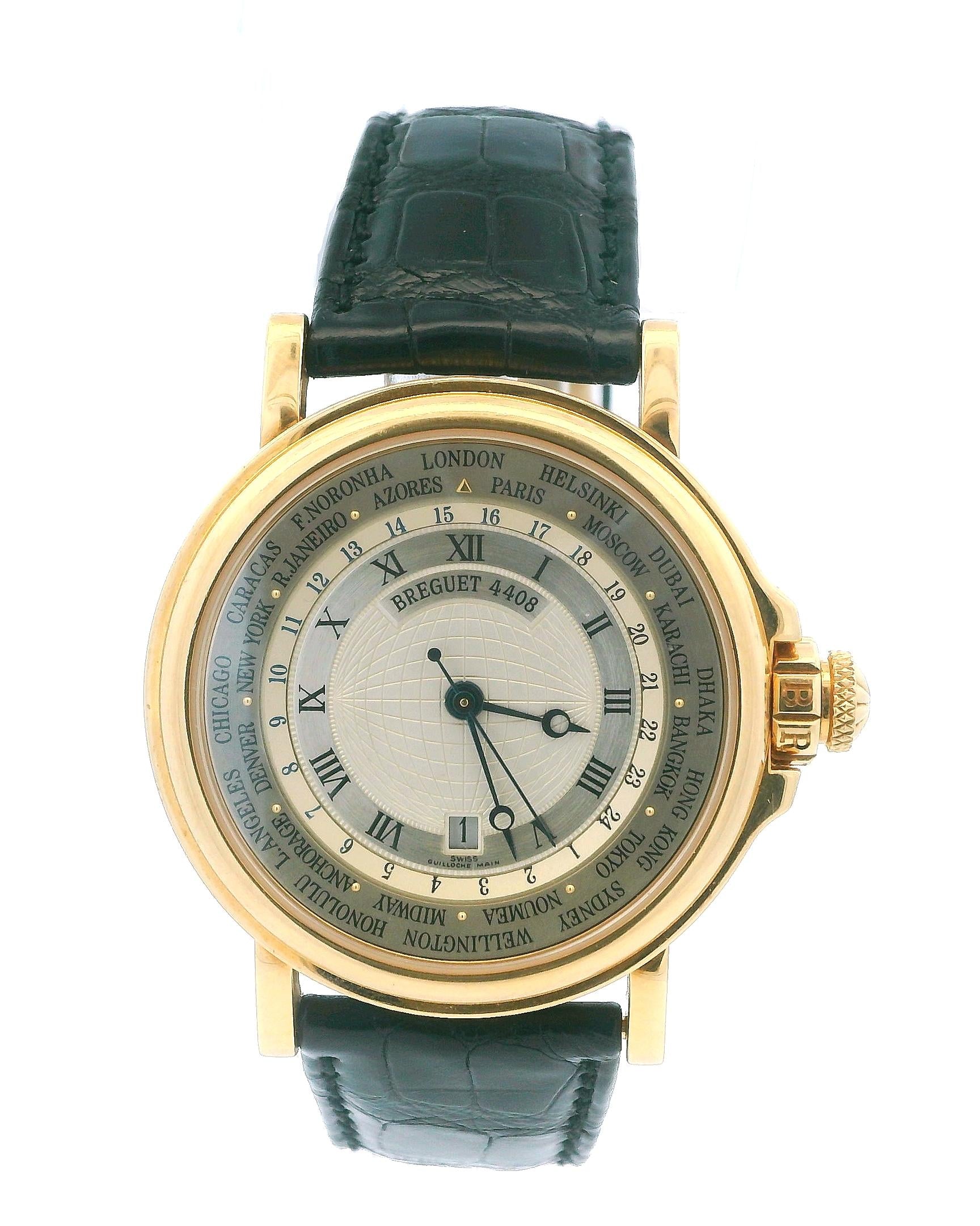 Breguet Marine 3700BA Hora Mundi 18K YG World Time Dial Vintage Watch