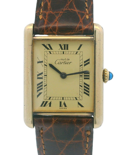 Cartier Tank Vermeil Mechanical Gold Plated Deployant Buckle Vintage Watch