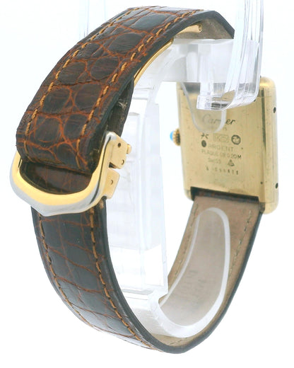 Cartier Tank Vermeil Mechanical Gold Plated Deployant Buckle Vintage Watch
