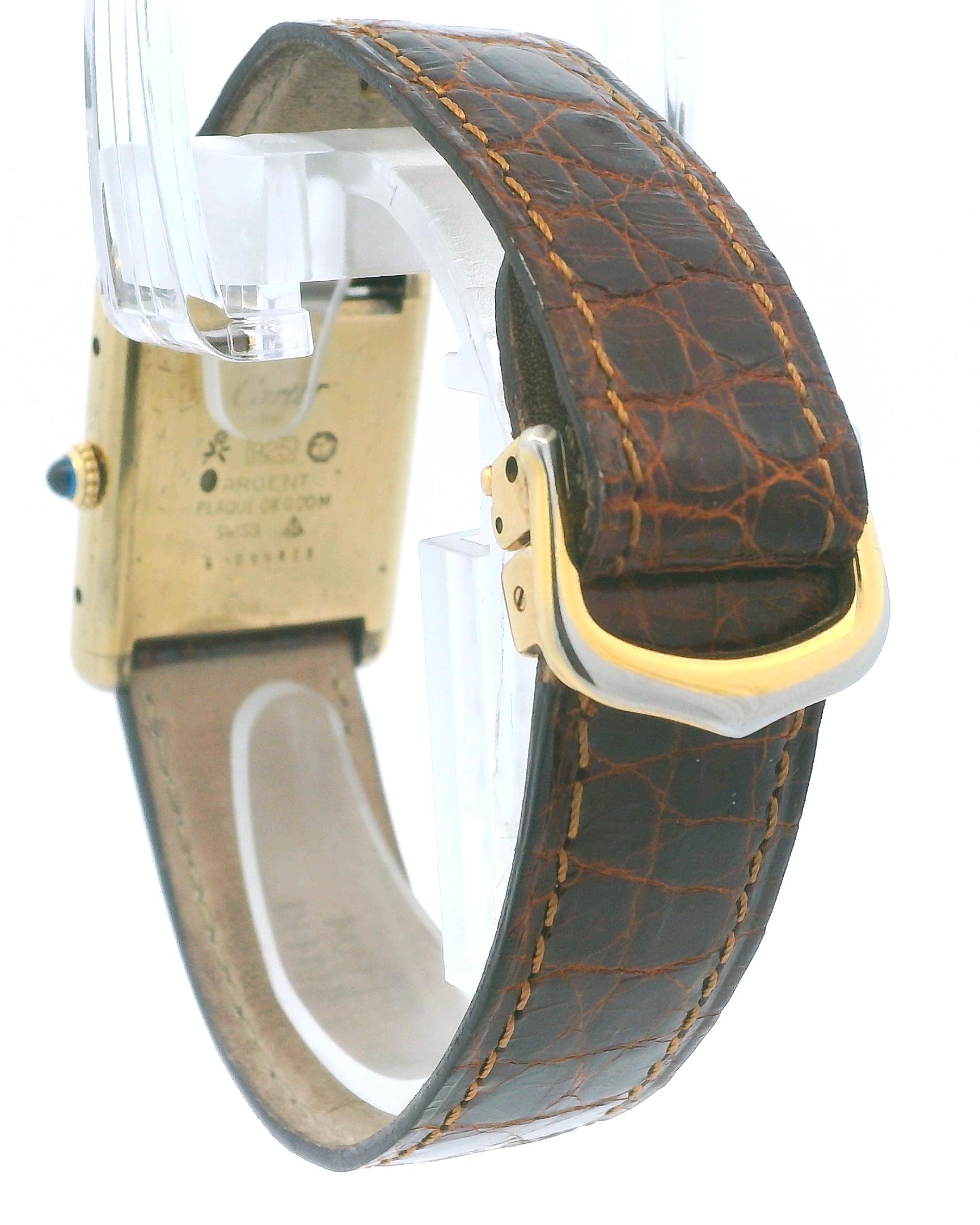 Cartier Tank Vermeil Mechanical Gold Plated Deployant Buckle Vintage Watch