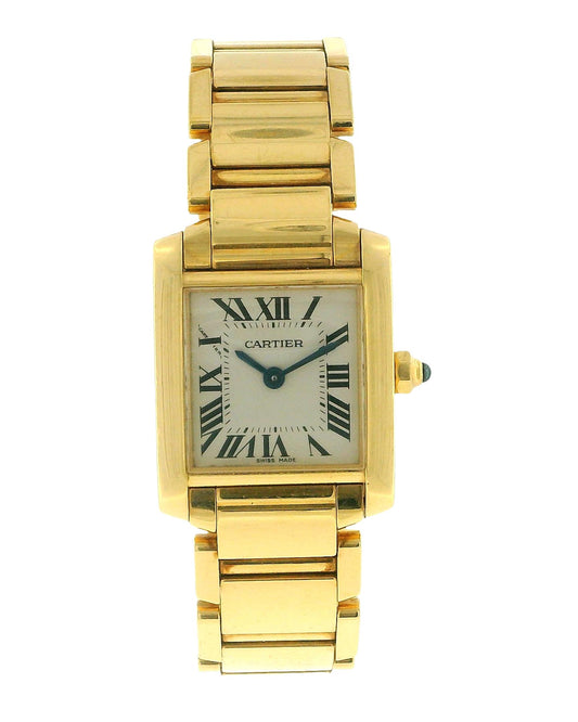 Cartier Tank Française W50002N2 Small 18K Yellow Gold Watch W/Service Papers