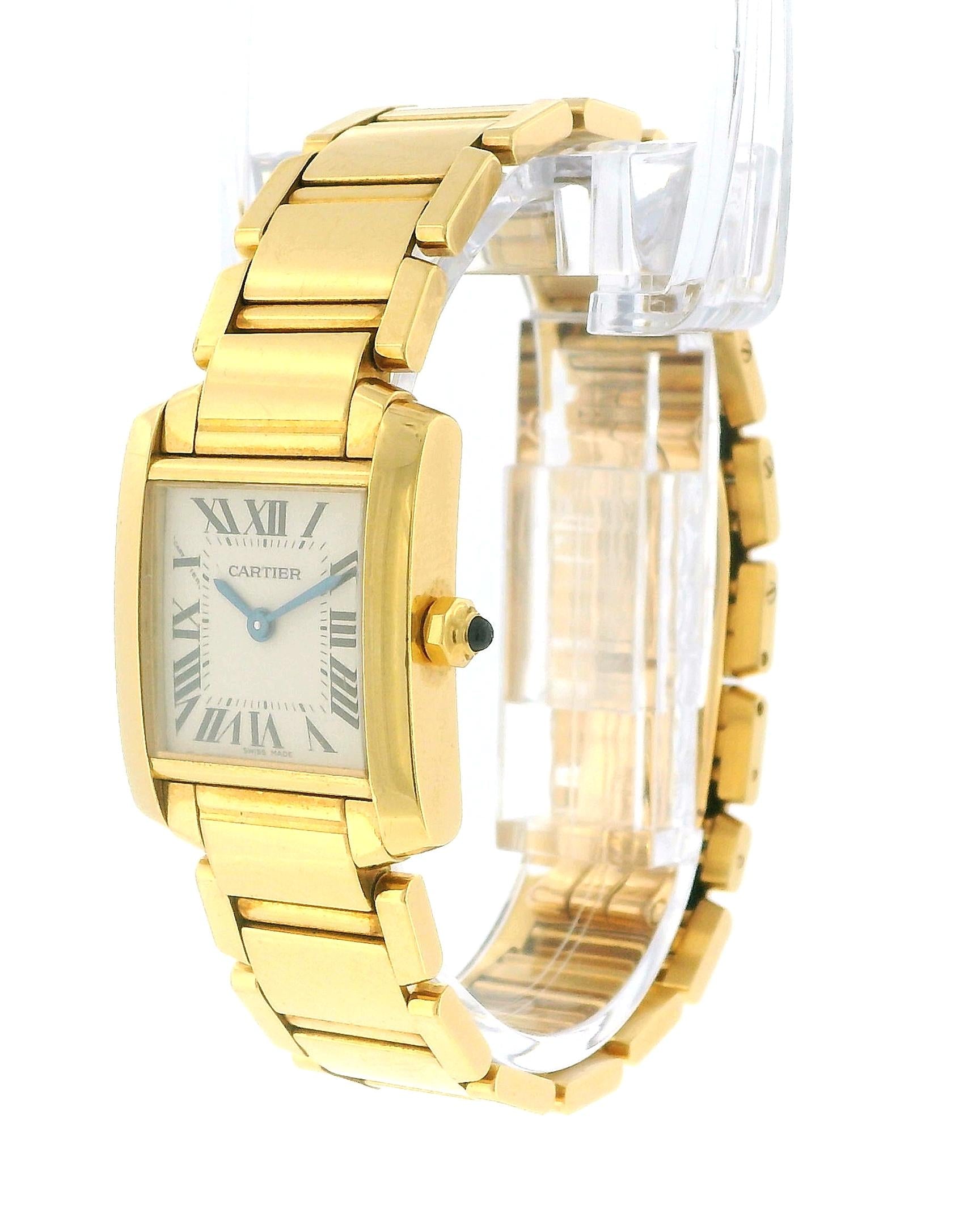 Cartier Tank Française W50002N2 Small 18K Yellow Gold Watch W/Service Papers