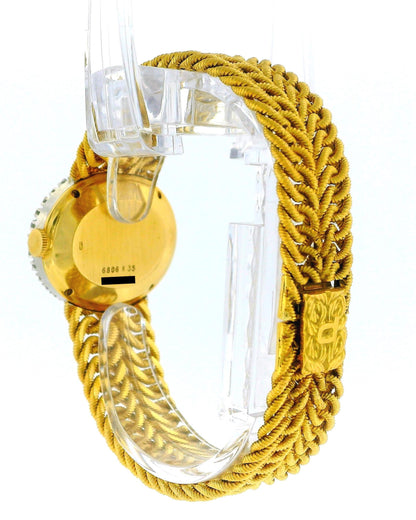 Piaget 18K Yellow Gold 6806K35 Jade Dial Diamond Bezel Vintage Ladies Watch