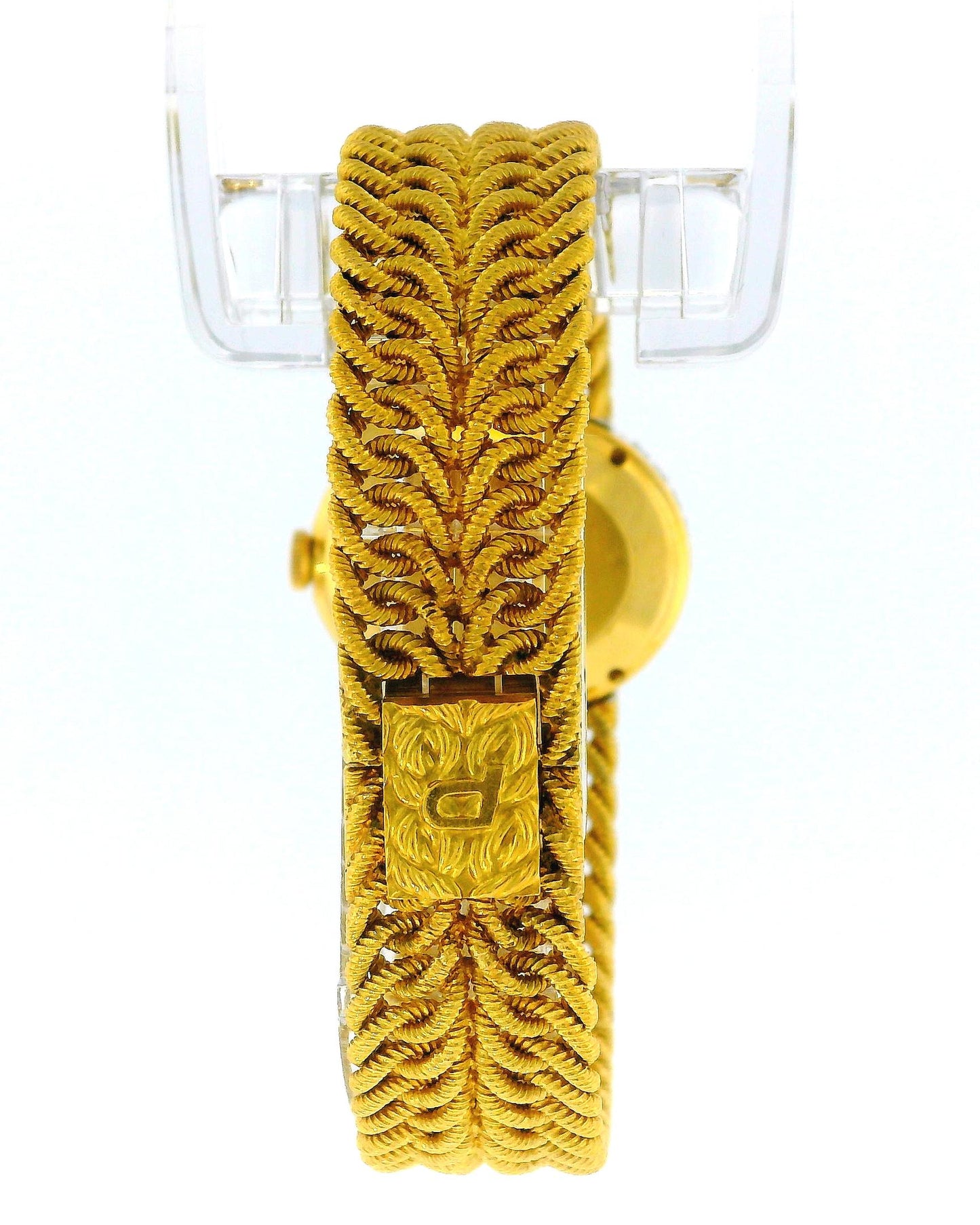 Piaget 18K Yellow Gold 6806K35 Jade Dial Diamond Bezel Vintage Ladies Watch