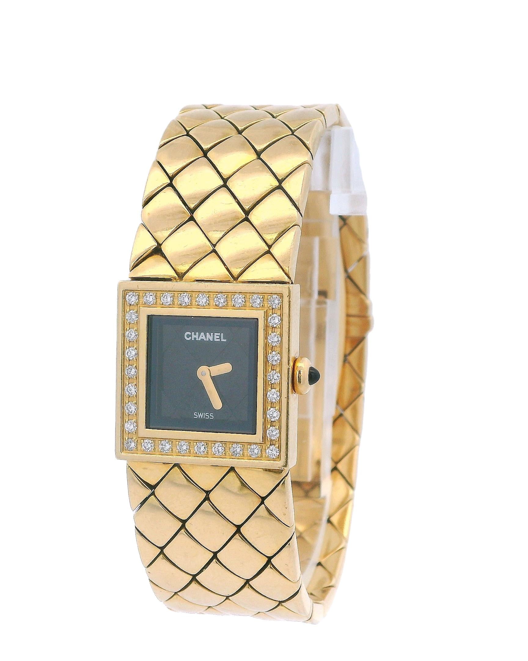 Chanel Matellasse Diamond Bezel 18K Yellow Gold Ladies Watch