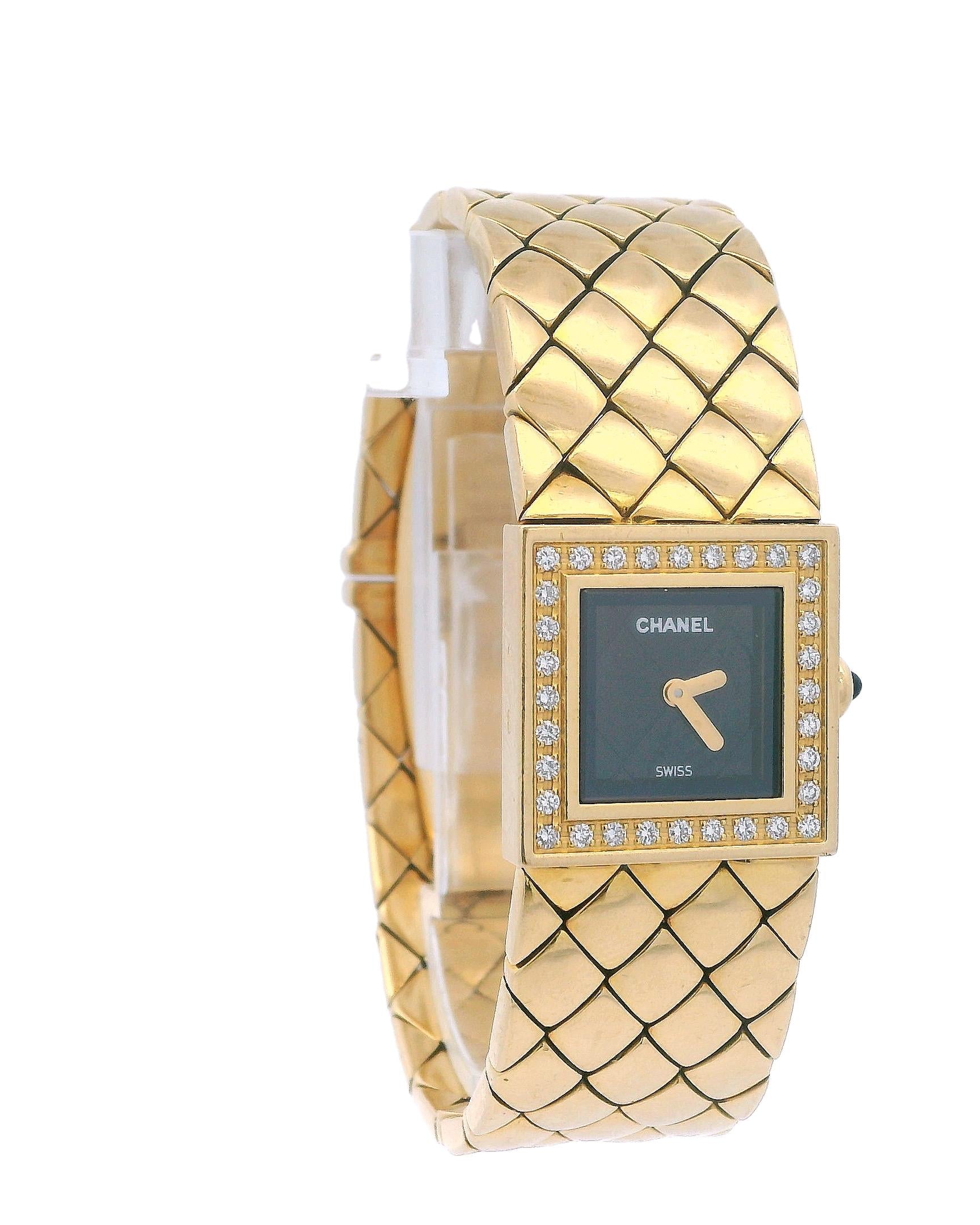 Chanel Matellasse Diamond Bezel 18K Yellow Gold Ladies Watch