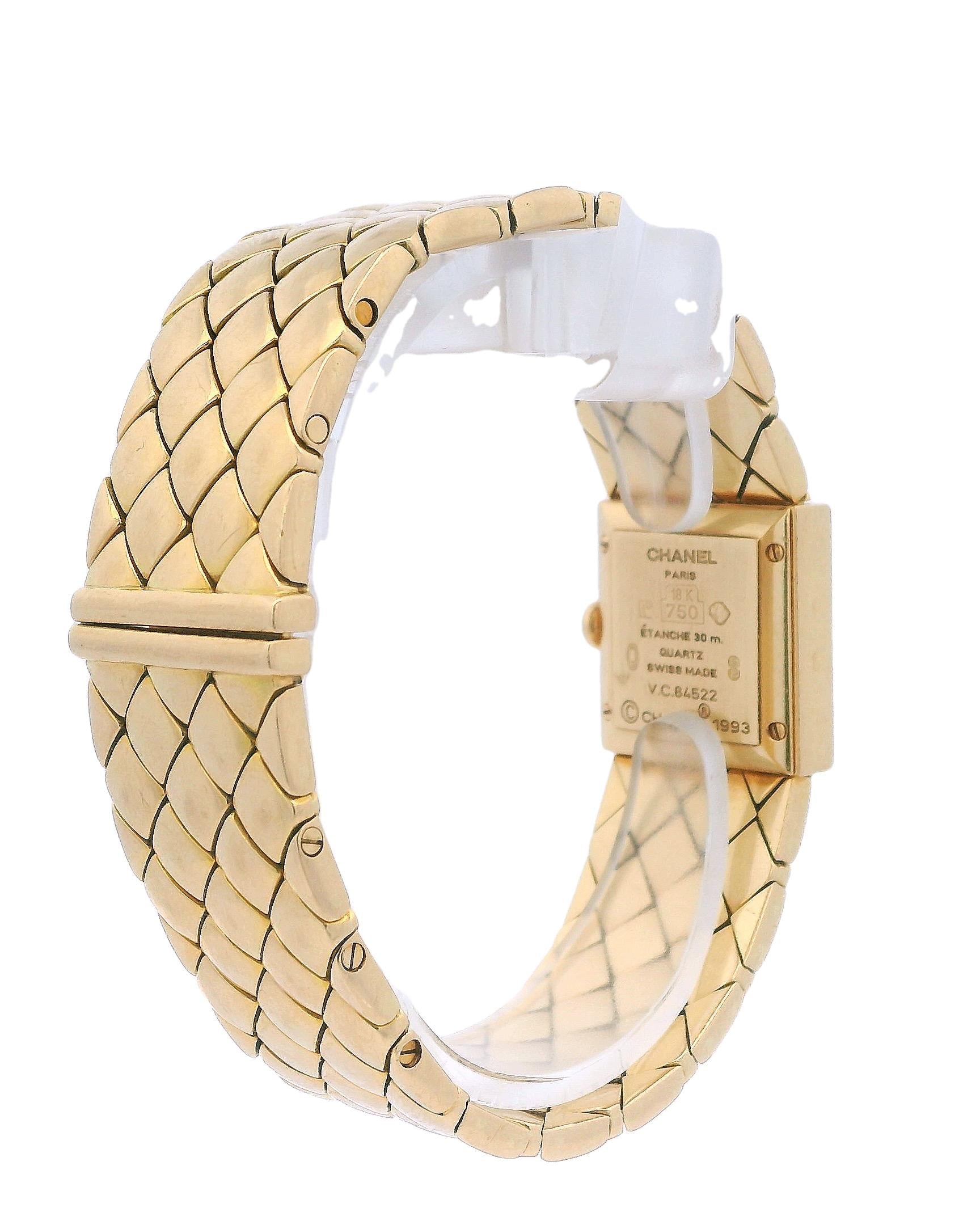 Chanel Matellasse Diamond Bezel 18K Yellow Gold Ladies Watch