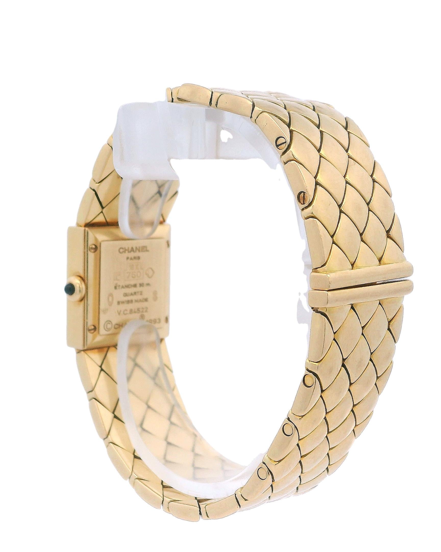 Chanel Matellasse Diamond Bezel 18K Yellow Gold Ladies Watch