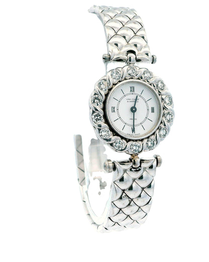 Van Cleef & Arpels 18K White Gold Diamond Bezel Ladies Watch