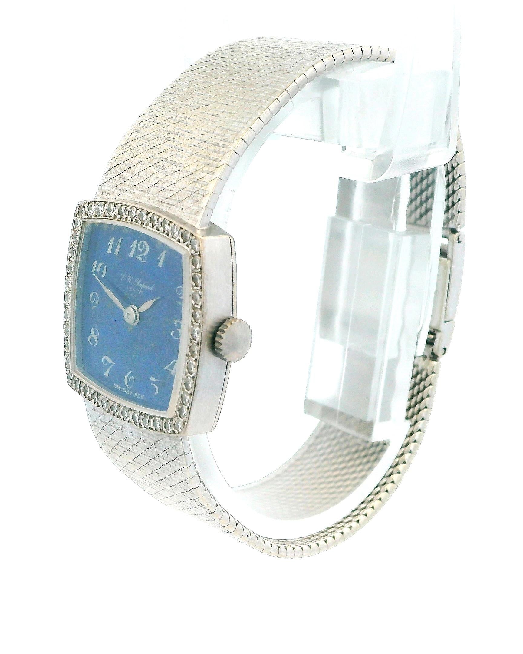 Chopard 18K White Gold Lapis Dial Mesh Bracelet Aubert Frères's S+F Singature