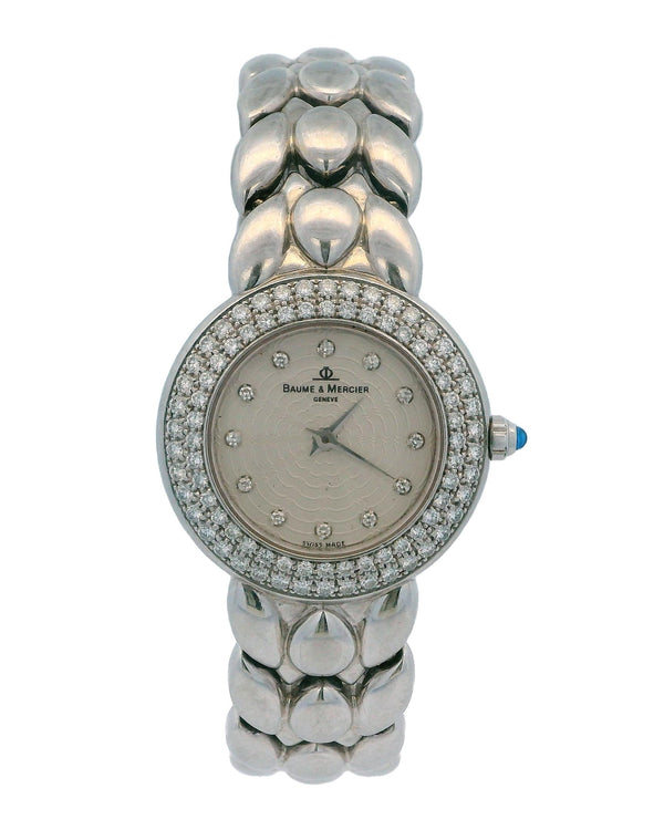 Baume & Mercier Classique 18kt White Gold Diamond Bezel Dress Watch