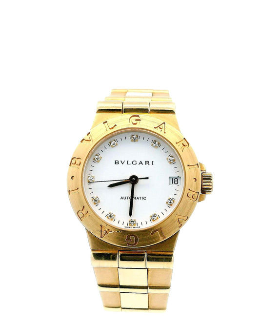 Bvlgari Diagono LCV29G Midsize 18K Yellow Gold Ladies Watch