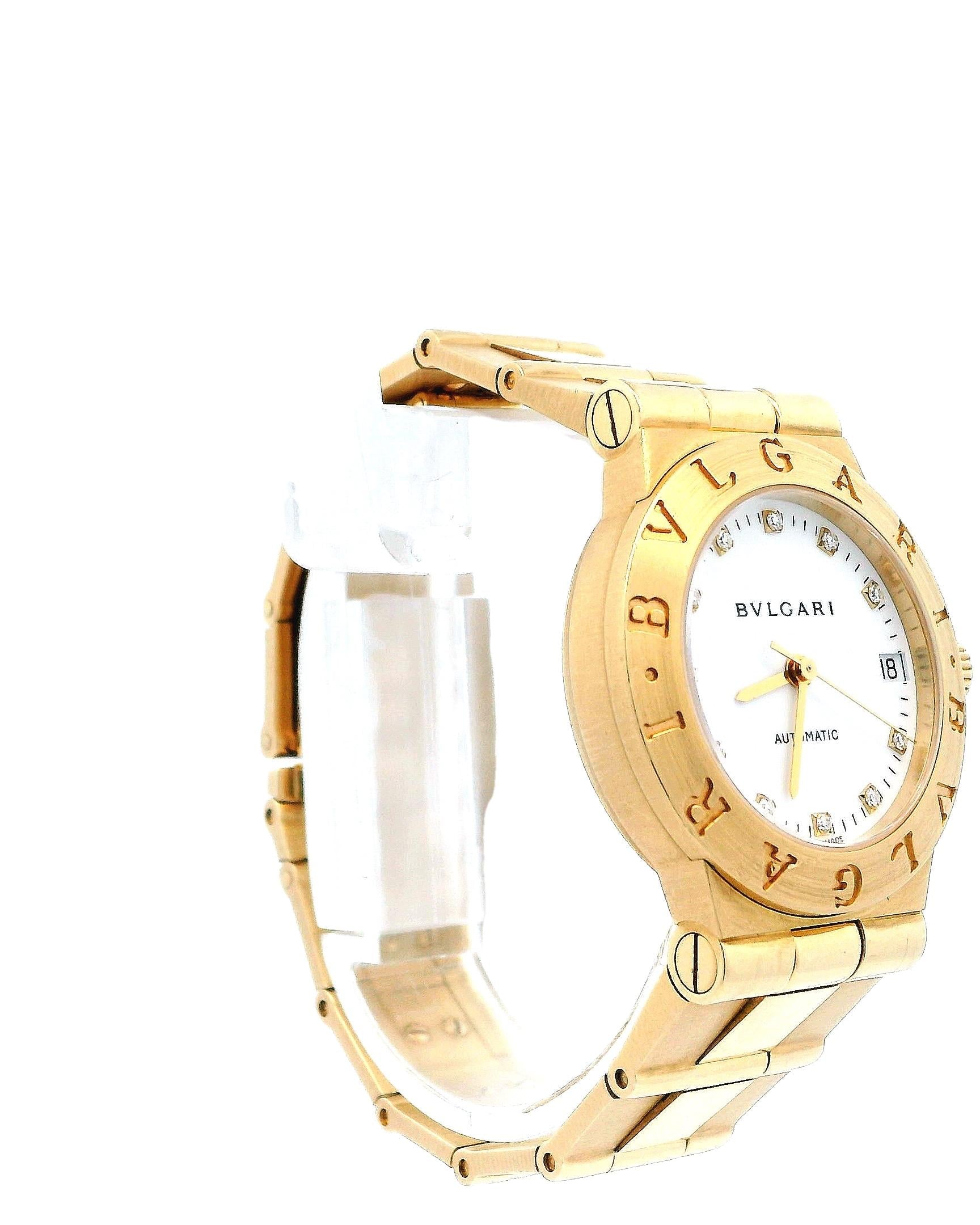 Bvlgari Diagono LCV29G Midsize 18K Yellow Gold Ladies Watch