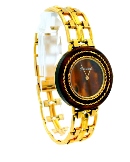 Gerald Genta for Mouawad Wooden Bezel & Dial 18k Yellow Gold Mech Bracelet