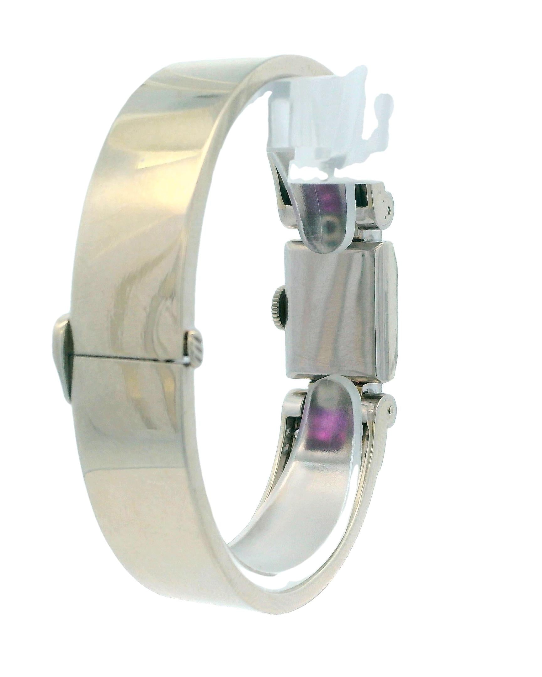 Deaville Retro 14K White Gold With Ruby & Diamonds Ladies Watch