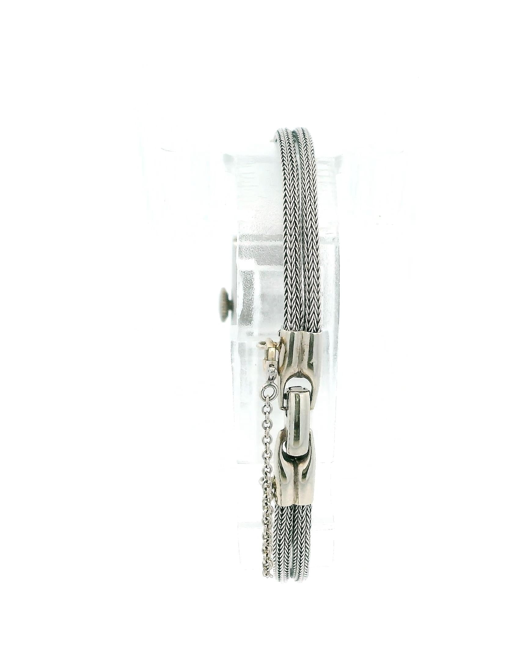 Gubelin 14K White Gold Diamond Bezel Deco Dial Snake Bracelet