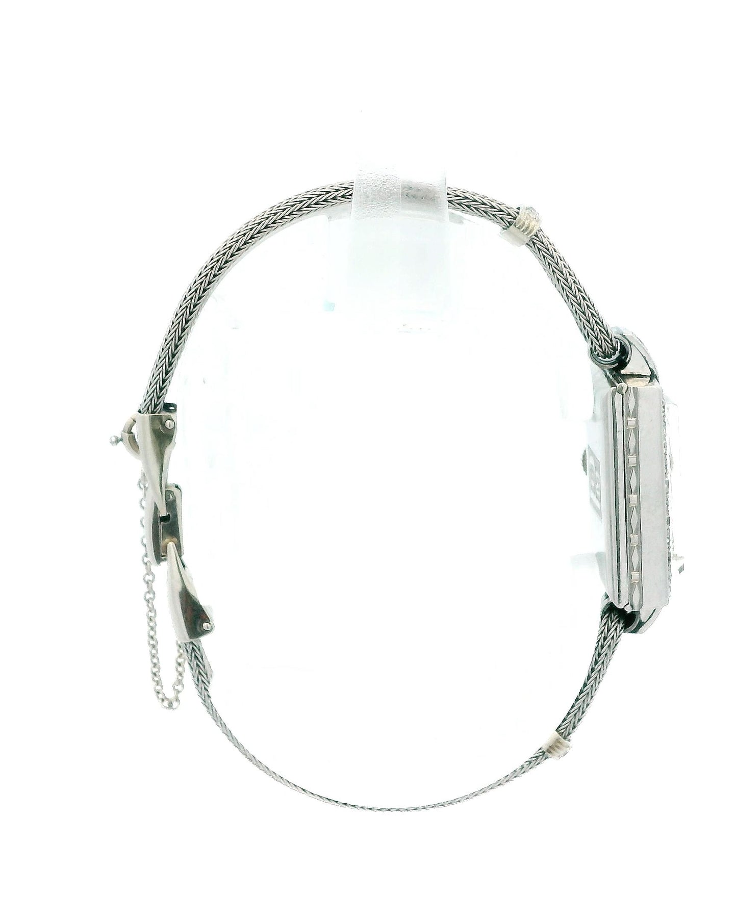 Gubelin 14K White Gold Diamond Bezel Deco Dial Snake Bracelet