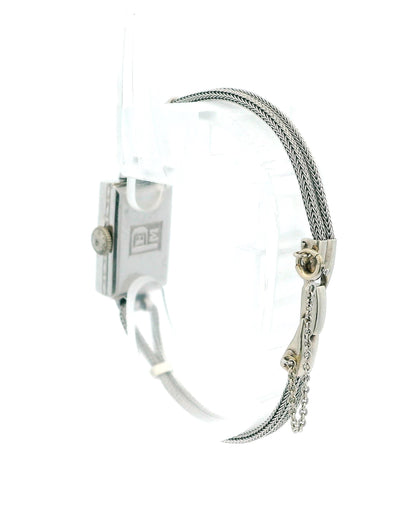 Gubelin 14K White Gold Diamond Bezel Deco Dial Snake Bracelet