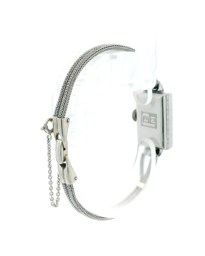 Gubelin 14K White Gold Diamond Bezel Deco Dial Snake Bracelet