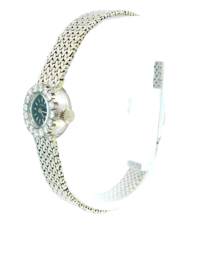 Movado 18K White Gold & Diamond Bezel Mesh Bracelet Ladies Watch