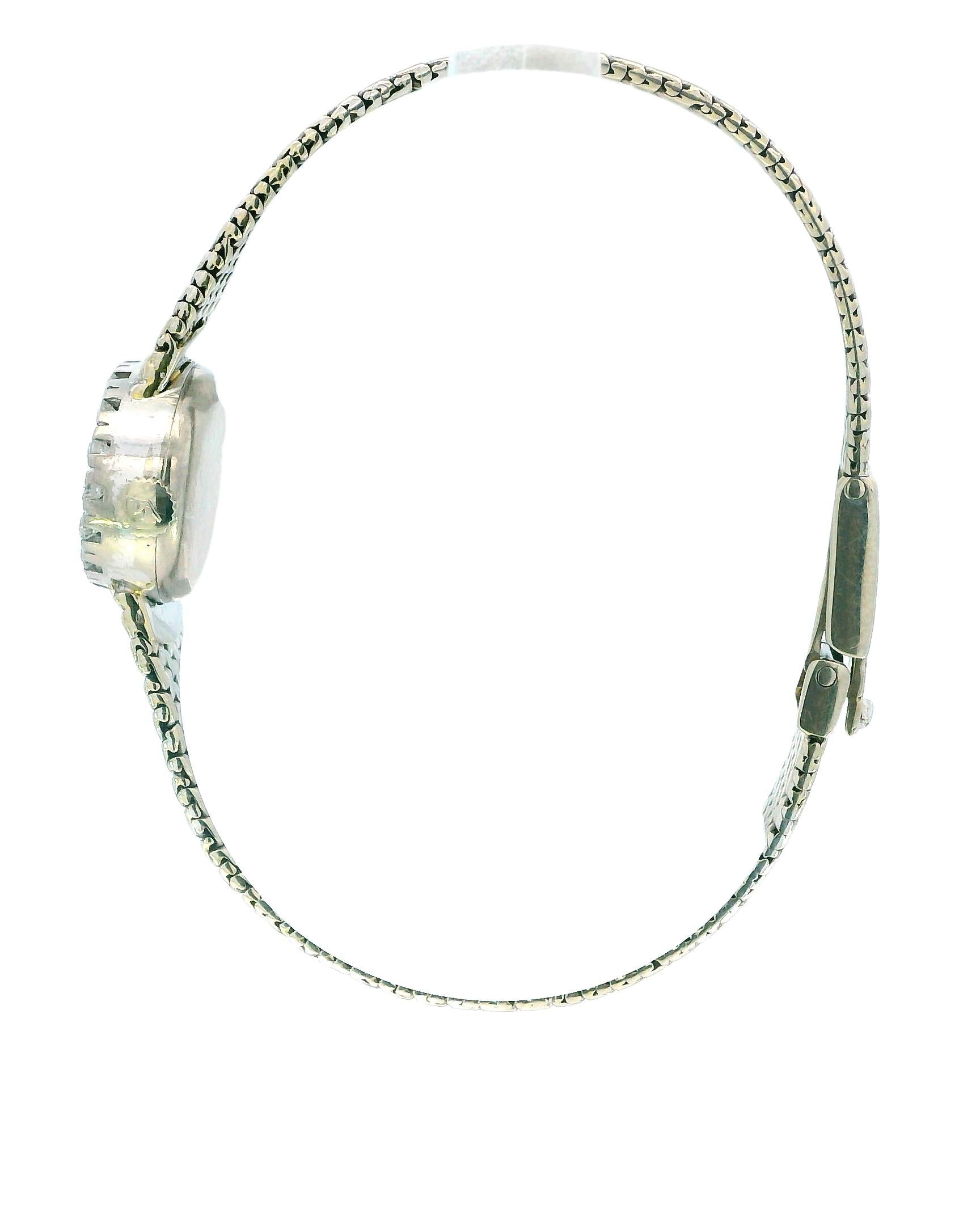 Movado 18K White Gold & Diamond Bezel Mesh Bracelet Ladies Watch