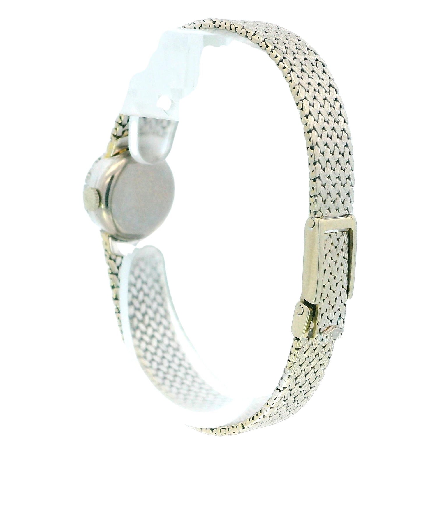 Movado 18K White Gold & Diamond Bezel Mesh Bracelet Ladies Watch